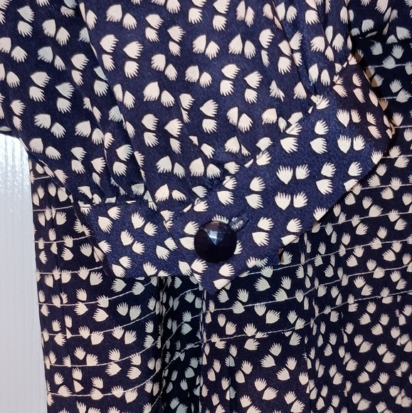 Leslie Fay Vintage Blue White Print Pleated dress size 14 - Picture 6 of 11